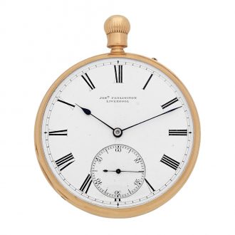English 18K gold keyless lever watch with chain Circa 1887