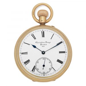 English gold open faced keyless pocket watch Circa 1920