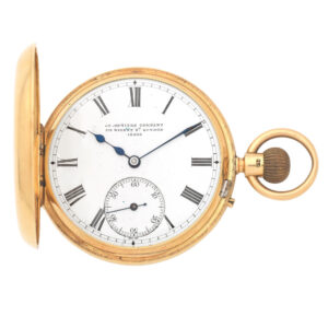 English gold half hunting cased keyless watch Circa 1898