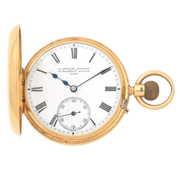 English gold half hunting cased keyless watch Circa 1898