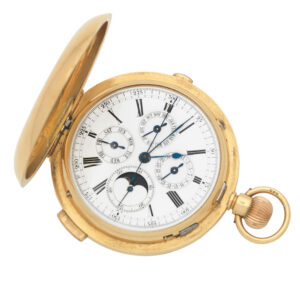 Swiss gold complicated lever chronograph watch Circa 1914