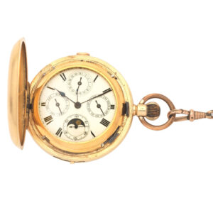 Swiss gold complicated lever chronograph watch Circa 1900