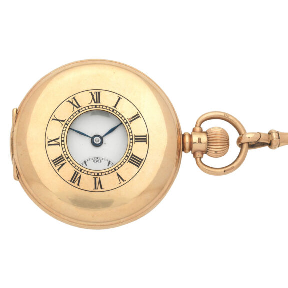 Swiss gold half hunting cased keyless lever watch Circa 1933