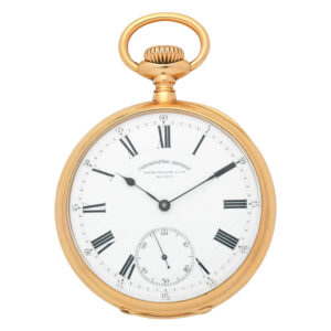 Swiss 18 carat gold open faced keyless lever watch Circa 1905