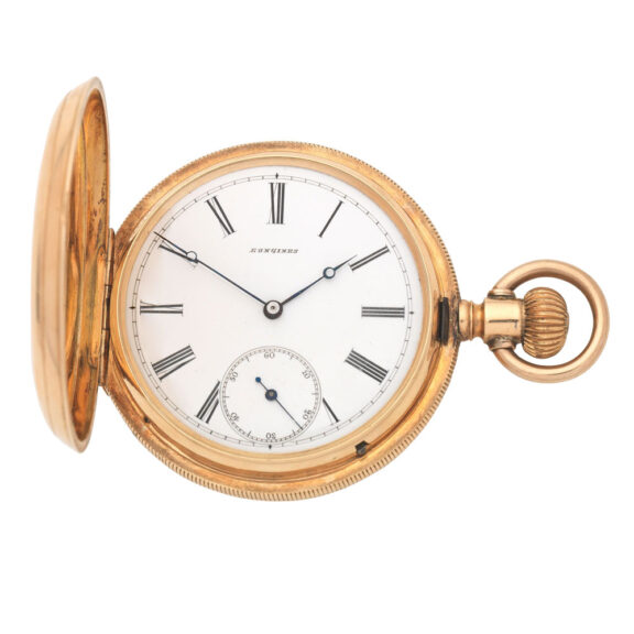 Swiss 14K gold hunting cased manual wind watch Circa 1890
