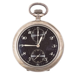 Swiss silver open faced keyless chronograph Circa 1940