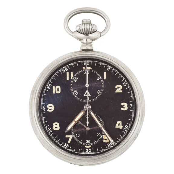 Swiss nickel open faced keyless chronograph Circa 1940
