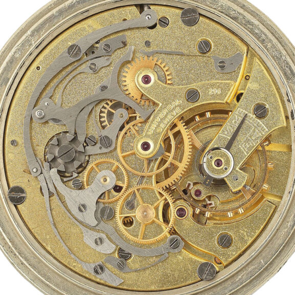 Swiss nickel open faced keyless chronograph Circa 1940 Swiss nickel open faced keyless chronograph Circa 1940