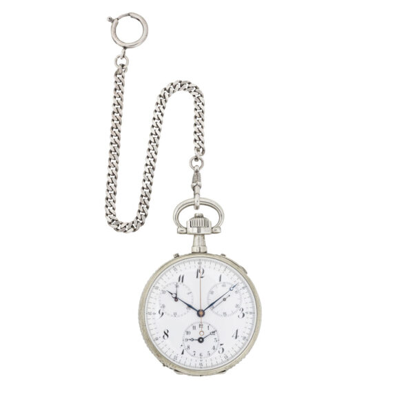 Fine German silver split seconds chronograph watch Circa 1900 Fine German silver split seconds chronograph watch Circa 1900