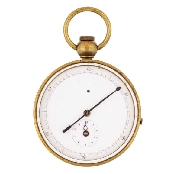 French brass open faced key wind chronograph Circa 1870 French brass open faced key wind chronograph Circa 1870