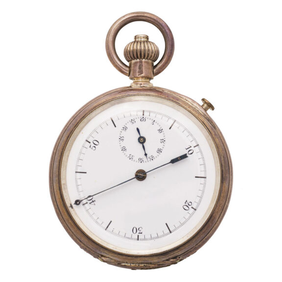 French silver open faced keyless chronograph Circa 1940
