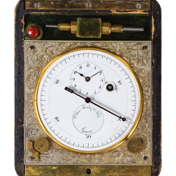 Rare Swiss boxed inking cylinder chronograph Circa 1870 Rare Swiss boxed inking cylinder chronograph Circa 1870
