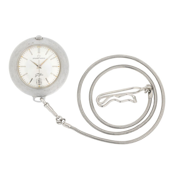 Thin Swiss stainless steel automatic watch with date Circa 1957