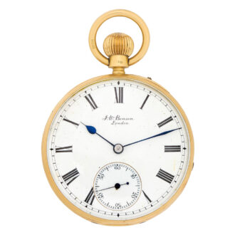 English gold open faced keyless lever pocket watch Circa 1920