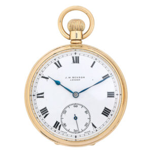 English gold open faced keyless lever pocket watch Circa 1920