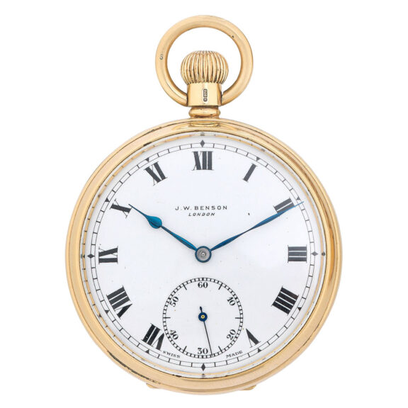 English gold open faced keyless lever pocket watch Circa 1920