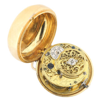 English gilt pair cased cylinder pocket watch Circa 1750
