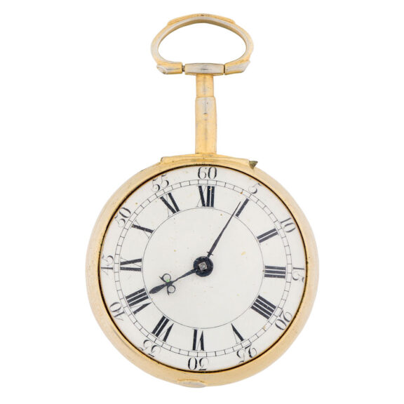 English gilt pair cased cylinder pocket watch Circa 1750 English gilt pair cased cylinder pocket watch Circa 1750