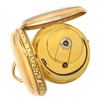 Fine English 18 carat gold open faced key wind watch Circa 1827