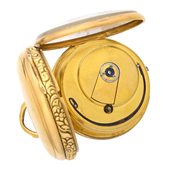 Fine English 18 carat gold open faced key wind watch Circa 1827 Fine English 18 carat gold open faced key wind watch Circa 1827