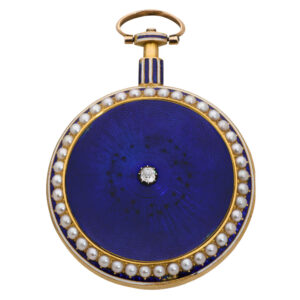 English 18K gold, enamel and seed pearl set watch Circa 1795
