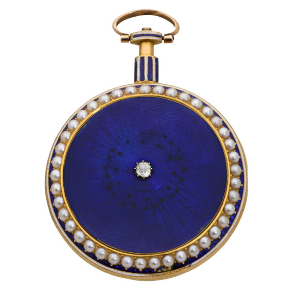 English 18K gold, enamel and seed pearl set watch Circa 1795