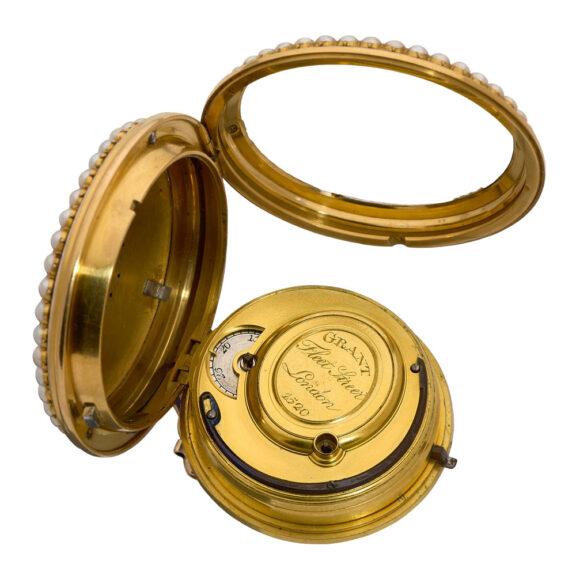 English 18K gold, enamel and seed pearl set watch Circa 1795 English 18K gold, enamel and seed pearl set watch Circa 1795