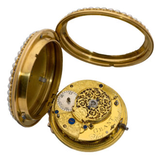 English 18K gold, enamel and seed pearl set watch Circa 1795