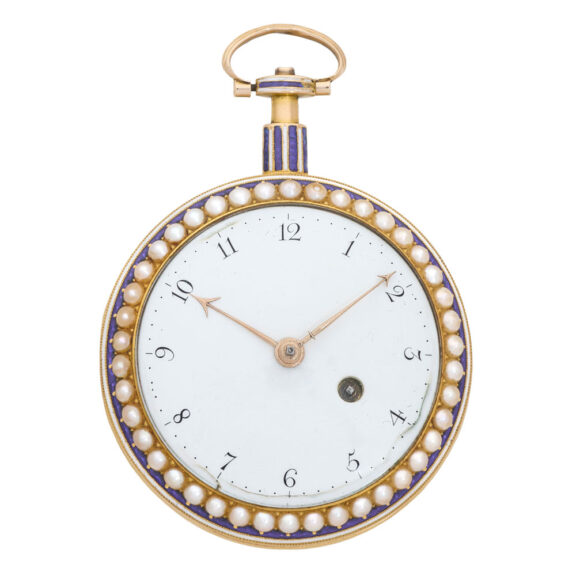 English 18K gold, enamel and seed pearl set watch Circa 1795 English 18K gold, enamel and seed pearl set watch Circa 1795