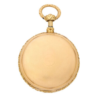 English 18K gold open faced key wind pocket watch Circa 1871