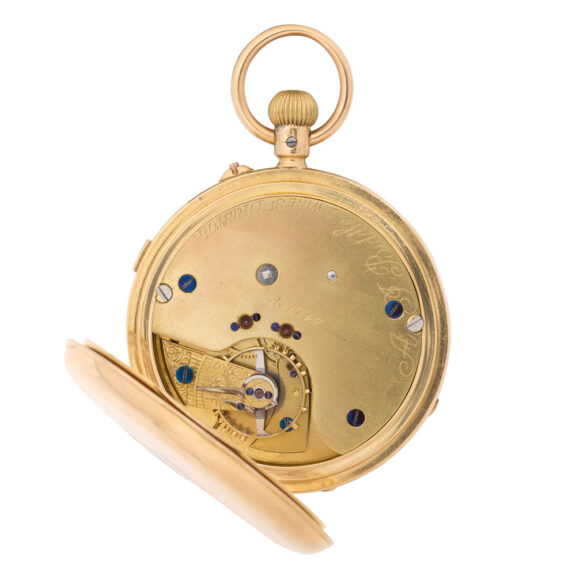 English 18K gold keyless watch with stoppable seconds Circa 1897 English 18K gold keyless watch with stoppable seconds Circa 1897