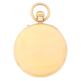 English 18 carat gold half hunting cased keyless watch Circa 1873