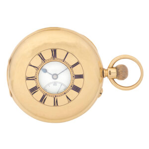 English 18 carat gold half hunting cased keyless lever Circa 1907