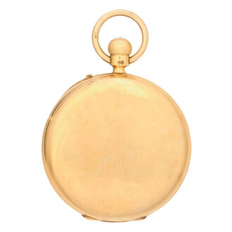 English 18K gold hunting cased keyless pocket watch Circa 1884