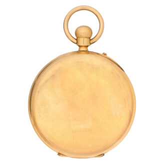 English 18K gold hunting cased keyless pocket watch Circa 1884