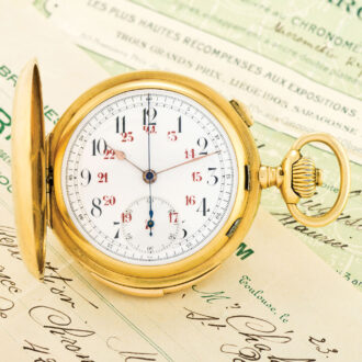 Large French 18K gold repeating chronograph Circa 1910
