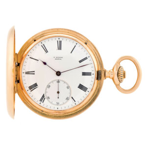 Fine Swiss 18 carat gold hunting cased keyless watch Circa 1900