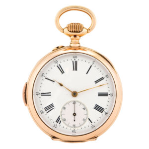 Swiss 18K rose gold open faced repeating watch Circa 1900