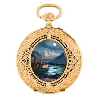Elegant Swiss 18K gold and enamel ladies' watch Circa 1885