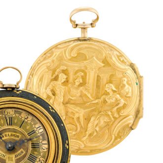 English gold pair cased verge watch with date Circa 1754 English gold pair cased verge watch with date Circa 1754