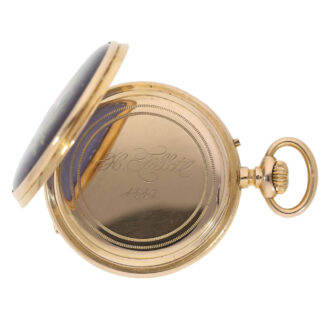 French 18k gold open faced watch with triple date Circa 1880