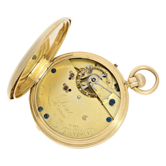 Very fine English gold hunting cased lever watch Circa 1875 Very fine English gold hunting cased lever watch Circa 1875