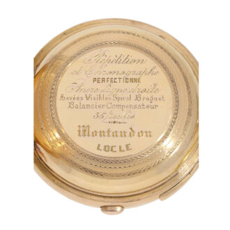 Decorated Swiss gold repeater with chronograph Circa 1890