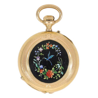 Swiss 18 carat gold and enamel pendant watch Circa 1890