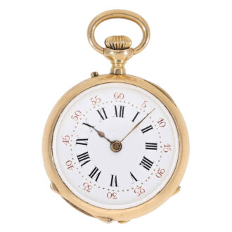 Swiss 18 carat gold and enamel pendant watch Circa 1890