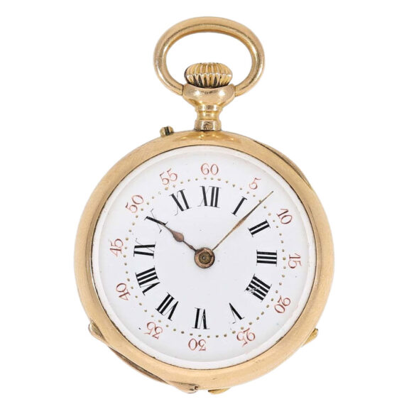 Swiss 18 carat gold and enamel pendant watch Circa 1890 Swiss 18 carat gold and enamel pendant watch Circa 1890