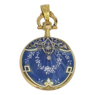 Swiss gold decorated Art Nouveau pendant watch Circa 1900