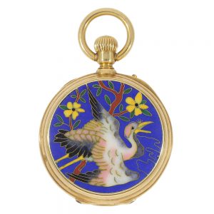 Unique French gold and cloisonné enamel watch Circa 1870