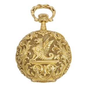 Swiss gold in Renaissance style decorated lever Circa 1900