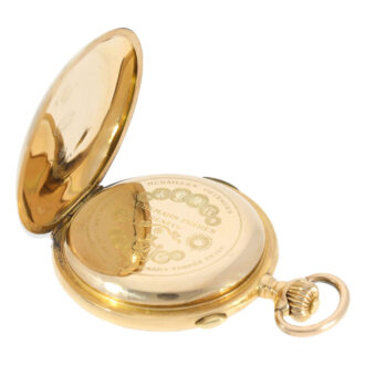 Swiss gold hunting cased repeating chronograph Circa 1900 Swiss gold hunting cased repeating chronograph Circa 1900